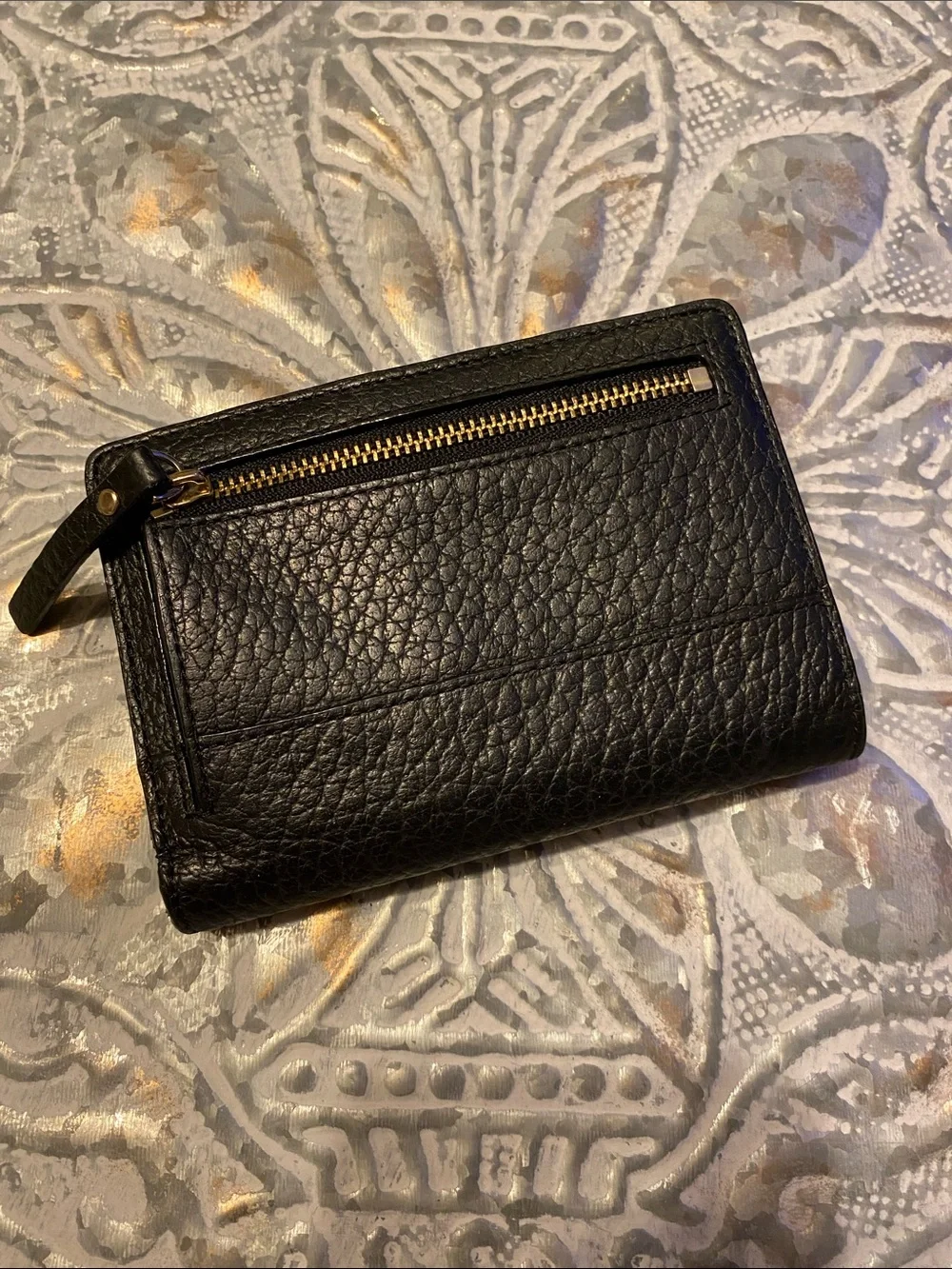 Kate Spade Black Bay Street Tellie Wallet Pebbled Black Leather Like New